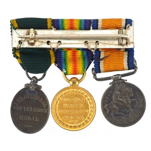 2512 - British military World War I dress medal group with bar including Territorial Efficiency medal