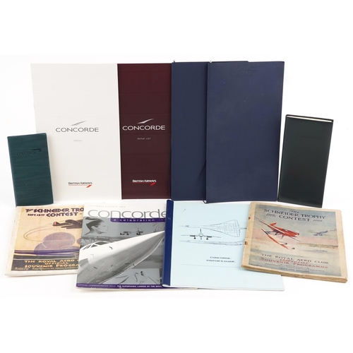 2450 - Concorde memorabilia including menus, Concorde Visitor's Guide and original 1929 Schneider Trophy Ae... 