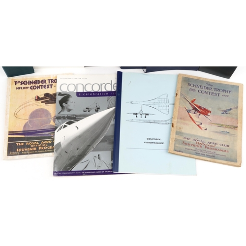 2450 - Concorde memorabilia including menus, Concorde Visitor's Guide and original 1929 Schneider Trophy Ae... 