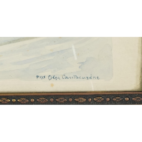 3554 - Horse drawn sled, early 20th century Russian school watercolour on paper, indistinctly signed to the... 