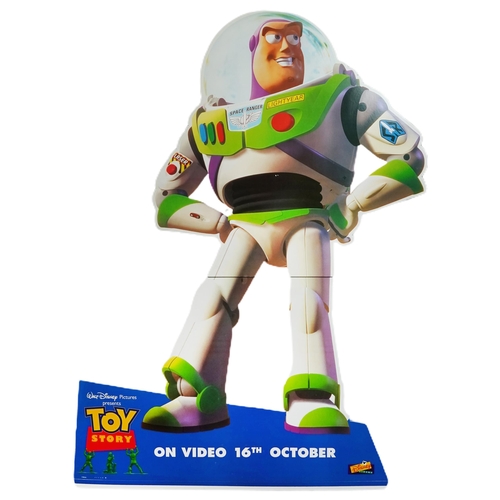 2469 - Three large Toy Story cardboard cut-out advertising boards of Woody and Buzz Lightyear and a hanging... 