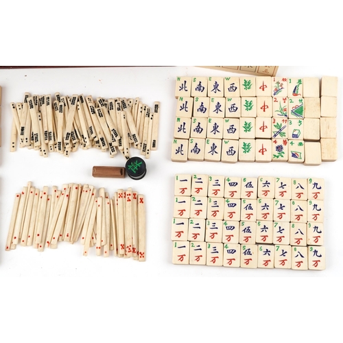 303 - Chinese Mahjong set, 20th century, cased, 16cm H x 24cm W x 16cm D