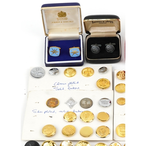 2577 - Collection of 20th century reproduction military buttons and cufflinks, some cased, by Firmin & Sons... 