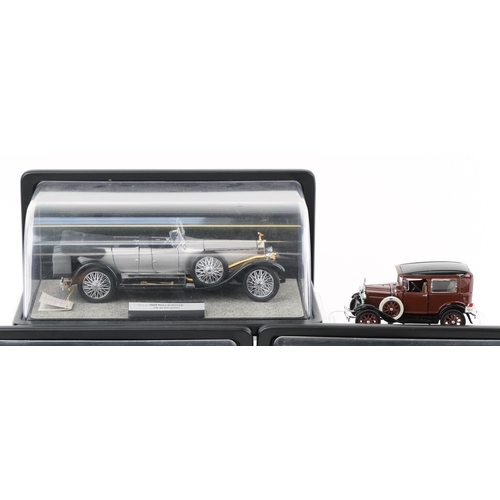 2031 - Three Franklin Mint diecast models of Rolls Royce cars including two Silver Ghosts, Phantom I togeth... 