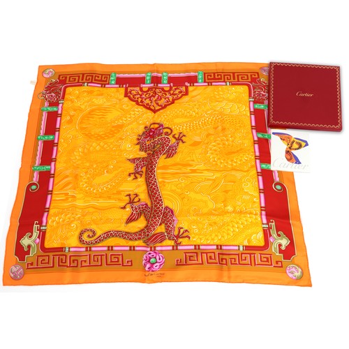 Cartier, ladies silk scarf with box and certificate numbered GF064100, 88cm x 88cm