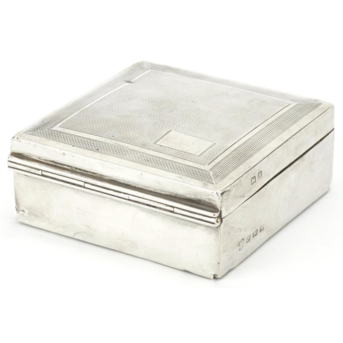 479 - Art Deco silver cigarette box with engine turned decoration, Sheffield, 1931, worn marks, W-8.5cm