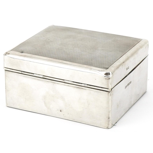 438 - Silver cigarette box with engine turned decoration, London, 1947 by Padgett & Branham Ltd , 5.5cm H ... 