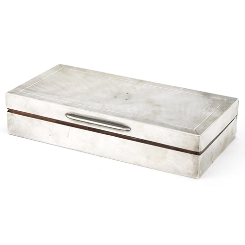 406 - Edwardian Silver cigarette box with engine turned decoration, London 1907 by Charles Henry Dumenil, ... 