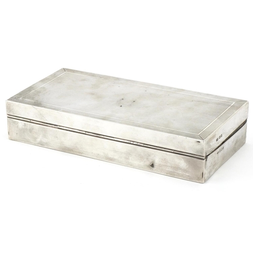 406 - Edwardian Silver cigarette box with engine turned decoration, London 1907 by Charles Henry Dumenil, ... 