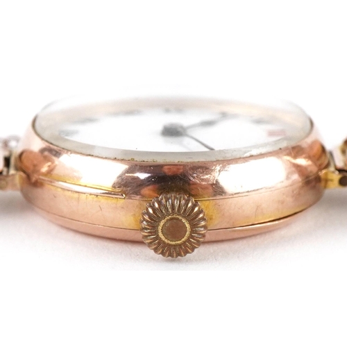 3023 - Rolex 9ct gold ladies bracelet wristwatch circa 1915, with signed and jewelled movement, the inside ... 