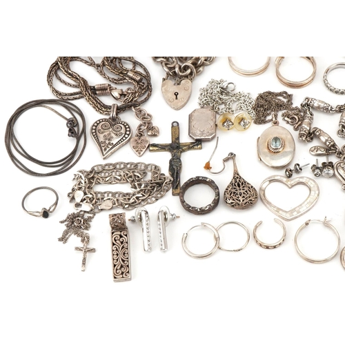 3363 - Collection of silver costume jewellery including necklaces, rings and bangles