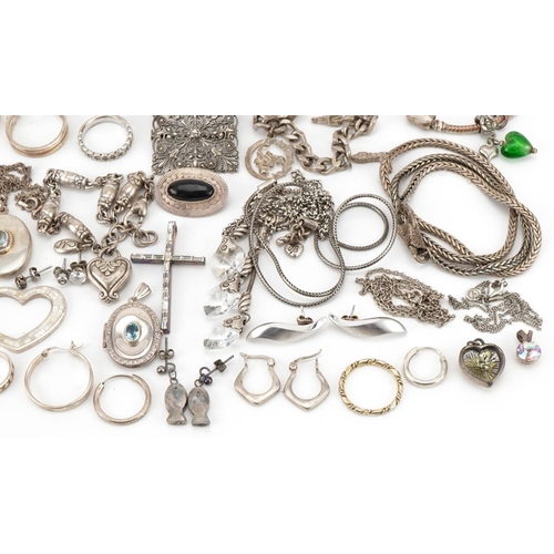 3363 - Collection of silver costume jewellery including necklaces, rings and bangles