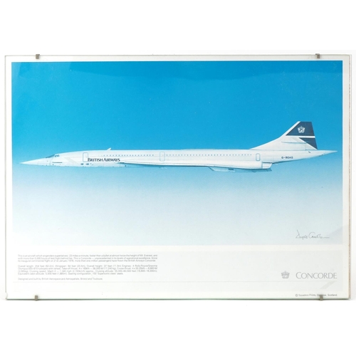 2412 - Royal Mint Concorde desk stand with inset five dollar coin together with a picture of Concorde, the ... 