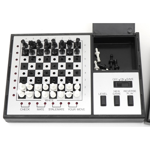 2015 - Tandy computerised chess game together with a Portachess electronic chess game