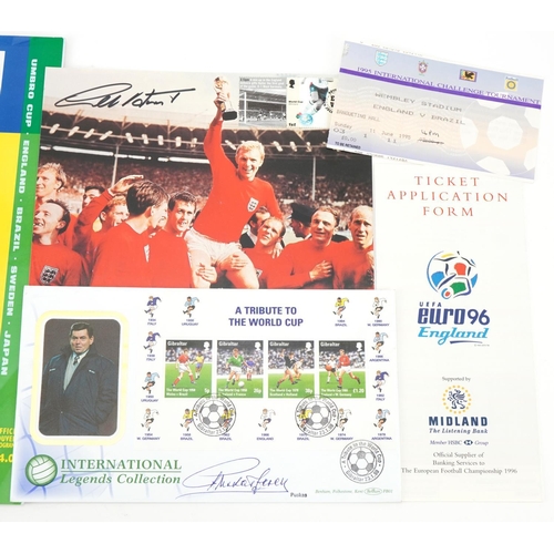 2397 - Signed photograph of Geoff Hurst from the 1966 World Cup, England v Brazil 1995 football programme a... 