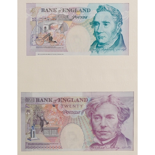 2243 - Limited edition set of four English banknotes with matching numbers comprising five pounds, ten poun... 