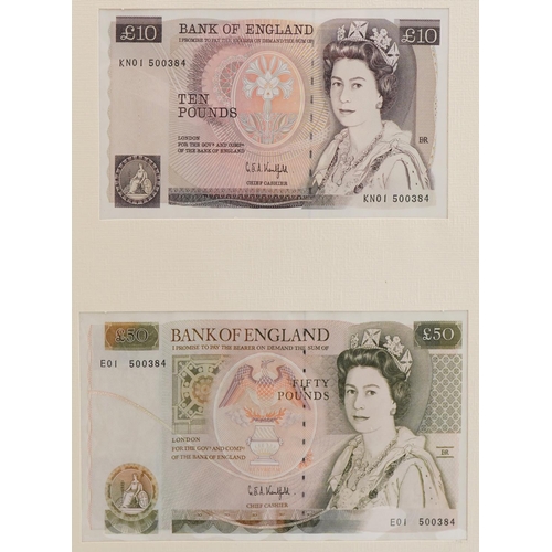 2243 - Limited edition set of four English banknotes with matching numbers comprising five pounds, ten poun... 