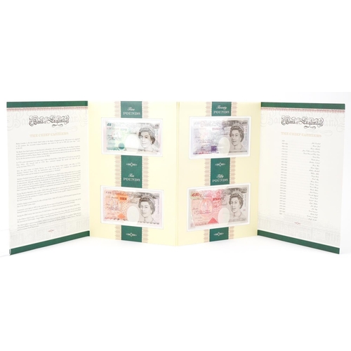 2240 - Limited edition set of four English banknotes with matching numbers comprising five pounds, ten poun... 