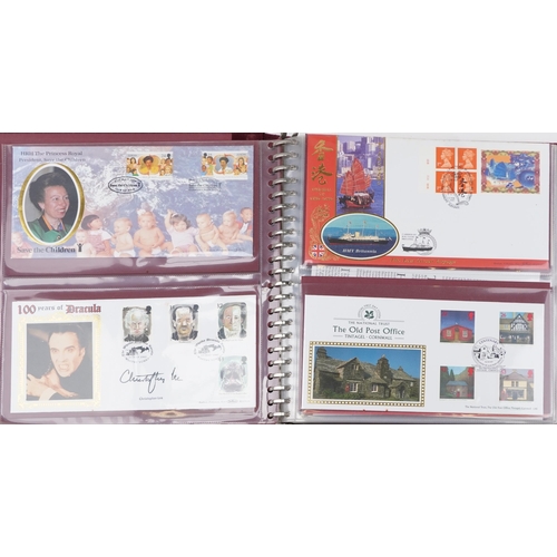 2294 - Five red Benham cover albums with commemorative Benham and Bradbury covers and Post Office first day... 