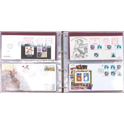 2294 - Five red Benham cover albums with commemorative Benham and Bradbury covers and Post Office first day... 