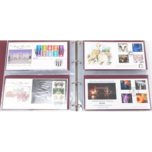 2294 - Five red Benham cover albums with commemorative Benham and Bradbury covers and Post Office first day... 