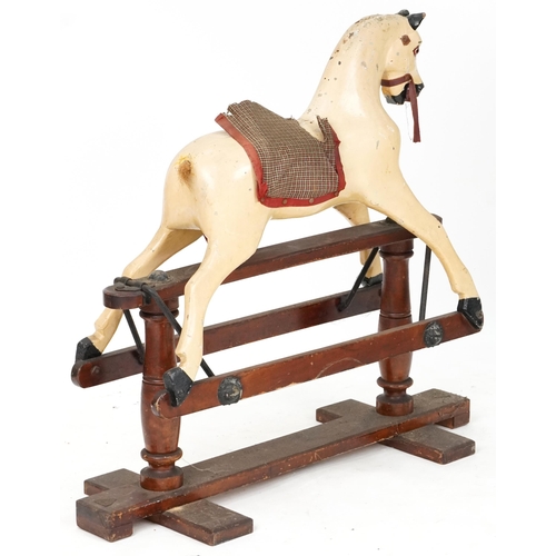 1051 - Antique wooden rocking horse, 83cm high x 87cm in length