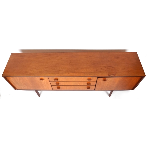 1023 - Mid 20th century teak sideboard manufactured by White & Newton Ltd, Portsmouth, fitted with three ce... 