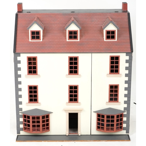 1105 - Mid to late 20th century doll's house, 92cm H x 82cm W x 46cm D, together with a collection of doll'... 