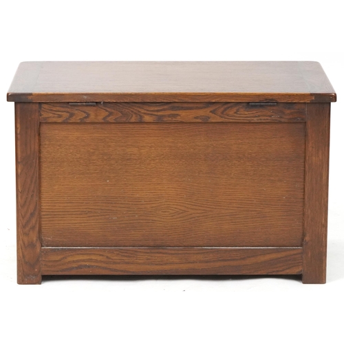 1012 - 20th century oak coffer with linen fold decoration, 46cm H x 76cm W x 43cm D