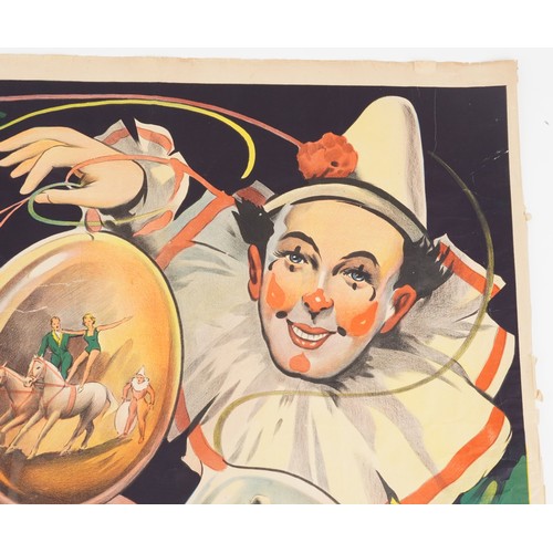  Circus advertising poster, British School, circa 1940, colour lithograph by Willson's Show Printers,... 