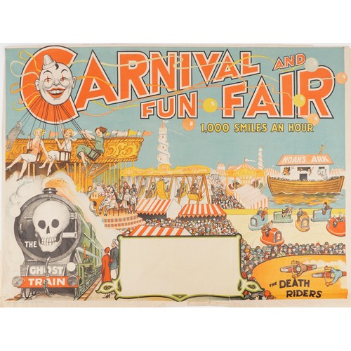  Carnival and Fun Fair advertising poster, British School, circa 1940, colour lithograph by Willson's... 