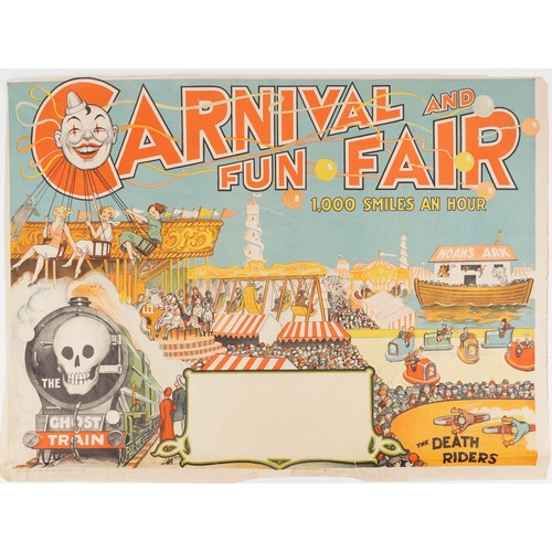  Carnival and Fun Fair advertising poster, British School, circa 1940, colour lithograph by Willson's... 