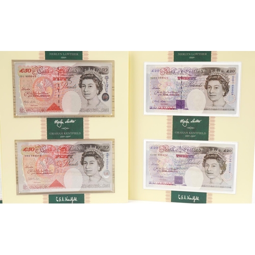 2239 - Limited edition Chief Cashier banknote issues to include two five pound notes, two ten pound notes, ... 