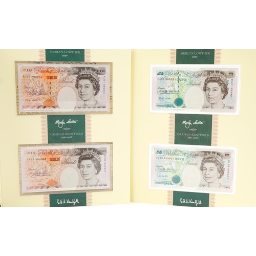  Limited edition Chief Cashier banknote issues to include two five pound notes, two ten pound notes, ... 