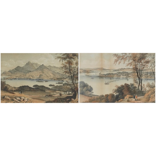 3523 - Cork River and Black Rock Castle, pair of late 19th century hand coloured lithographs, each framed a... 