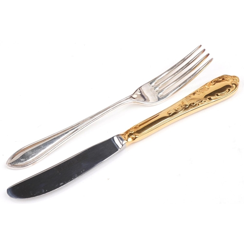 537 - Late 20th century Nivella Solingen gold plated cased canteen of cutlery, the case 47cm x 34cm, toget... 