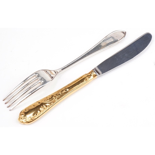 537 - Late 20th century Nivella Solingen gold plated cased canteen of cutlery, the case 47cm x 34cm, toget... 