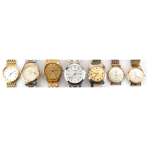 3360 - Seven vintage and later gentlemen's wristwatches including Vantime, Seiko, Rotary and Accurist