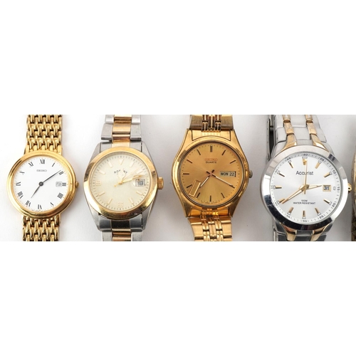 3360 - Seven vintage and later gentlemen's wristwatches including Vantime, Seiko, Rotary and Accurist