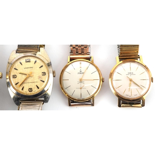 3360 - Seven vintage and later gentlemen's wristwatches including Vantime, Seiko, Rotary and Accurist