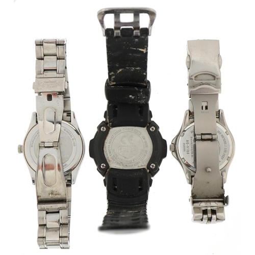 3351 - Three gentlemen's wristwatches comprising Rotary, Casio G Shock and Fossil