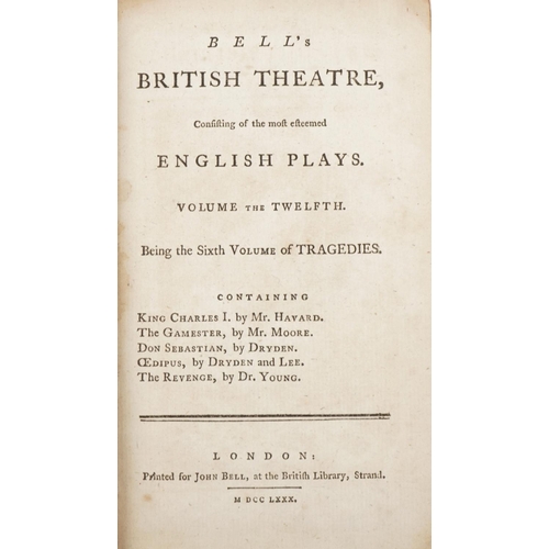 2334 - Bell's British Theatre Tragedies Consisting of The Most Esteemed English Plays, 18th century leather... 