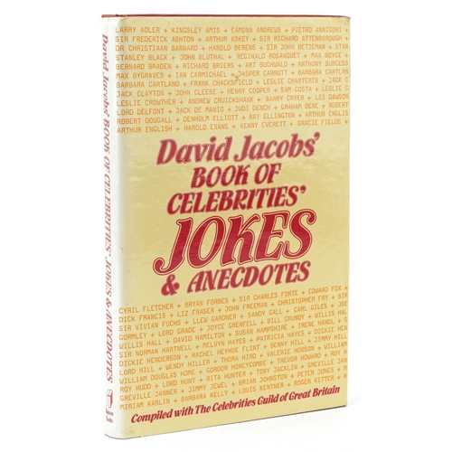 2366 - David Jacobs' Book of Celebrities, Jokes and Anecdotes, hardback book, signed at Harrods in the 1980... 