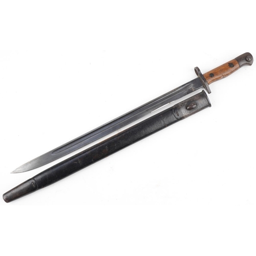 2739 - British military World War II bayonet and scabbard, 47.5cm in length