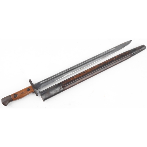 2739 - British military World War II bayonet and scabbard, 47.5cm in length