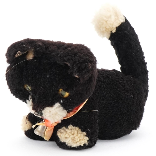 2018 - Vintage musical soft toy cat with moving tail, 20cm in length