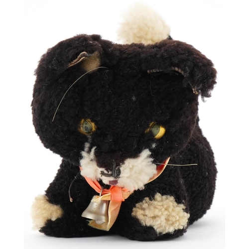 2018 - Vintage musical soft toy cat with moving tail, 20cm in length