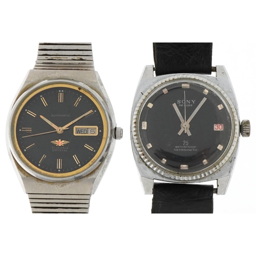 3341 - Two vintage gentlemen's automatic wristwatches comprising Sony Deluxe and Citizen, each with date ap... 