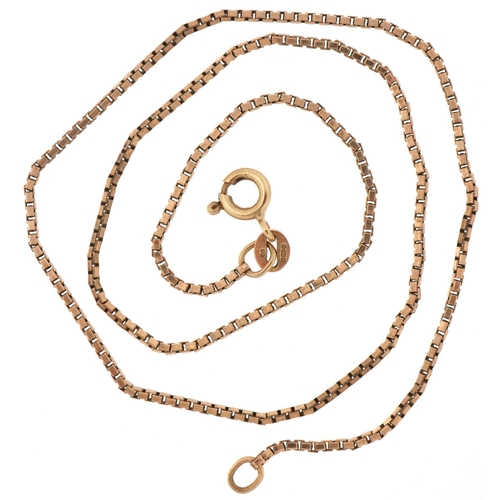 3124 - 9ct gold box link necklace, 38cm in length, 3.8g