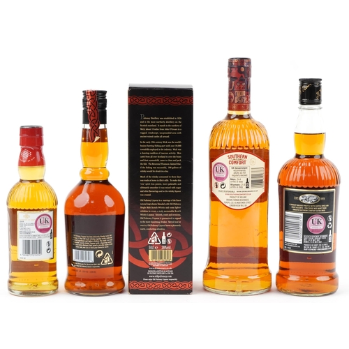 598 - Three bottles of Southern Comfort and a bottle of Old Pulteney Scotch whisky liqueur